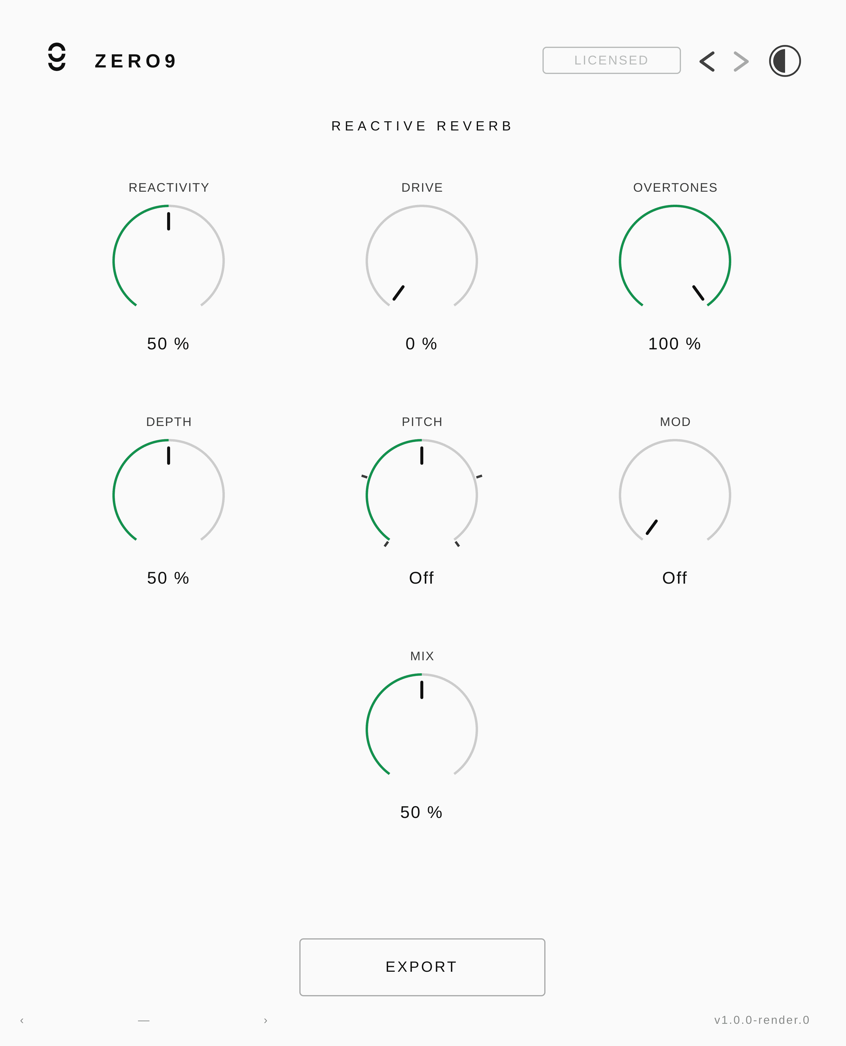Reactive Reverb plugin interface